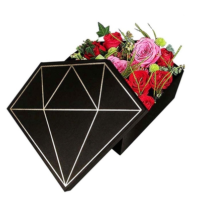 Boîte à fleurs en diamant imprimée personnalisée FSC Boîte à rose en diamant avec estampage à chaud