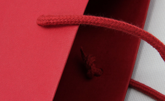 sacs en papier de vêtement d'impression offset de 4C 6C sacs rouges éblouissants de cadeau de papier avec des poignées