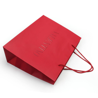 sacs en papier de vêtement d'impression offset de 4C 6C sacs rouges éblouissants de cadeau de papier avec des poignées