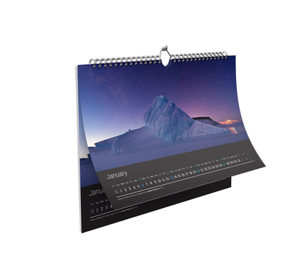 calendriers de paysage de revêtement UV de 300gsm 350gsm imprimant le calendrier mensuel