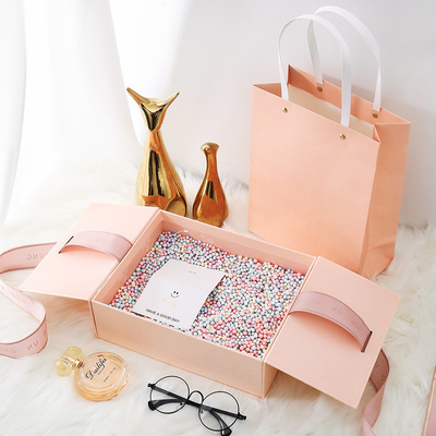 boîte-cadeau rigide polychrome de Cosmetc de rose de boîte en carton de 4C 6C avec le ruban